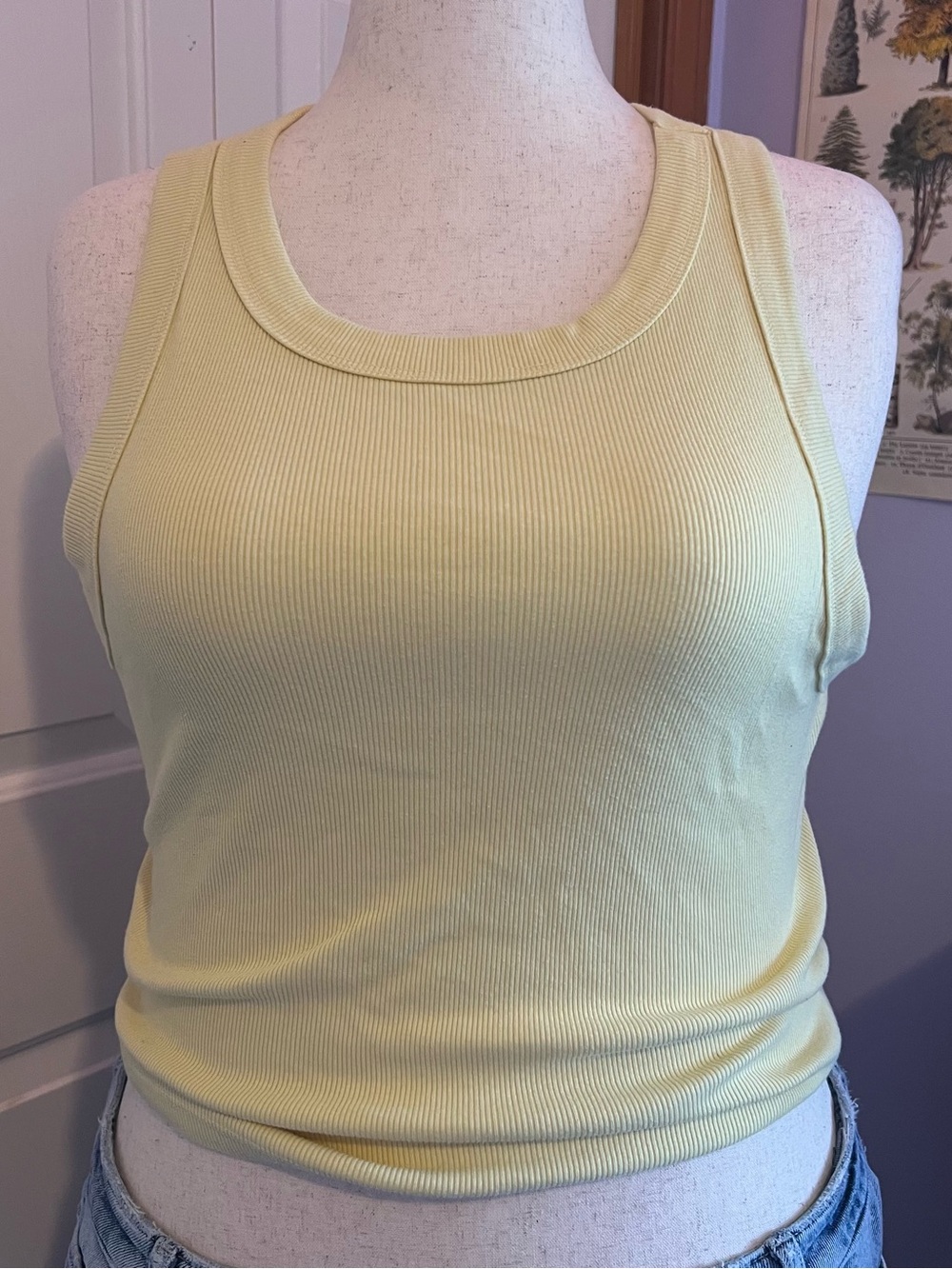 Old Navy Ribbed Scoop Tank Top - Light Yellow